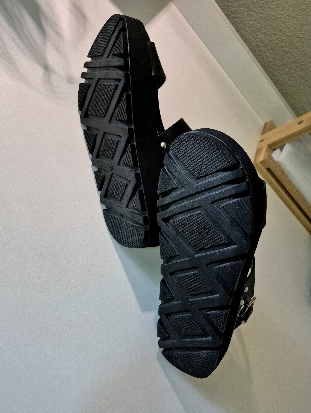 Derimod Genuine Turkish Leather Chunky Platform Strappy Sandals Black Trendy 7.5 - Picture 7 of 7